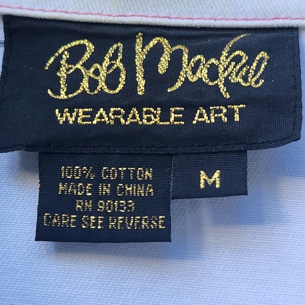 Vintage Bob Mackie Jacket Women’s Medium Cotton Wearable Art Flower Pot Full Zip - Picture 4 of 6